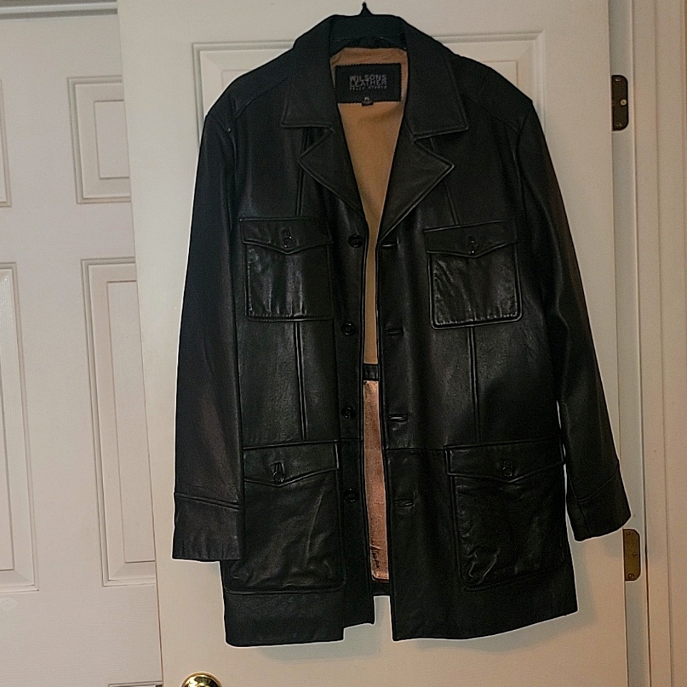 Xl mens black leather jacket